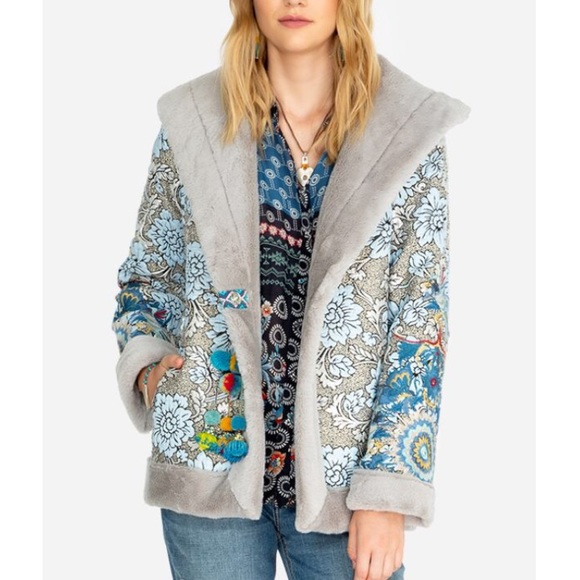 Johnny Was Jackets & Blazers - 🎉HP🎉 JOHNNY WAS Kaya Jaquard Faux Fur Coat